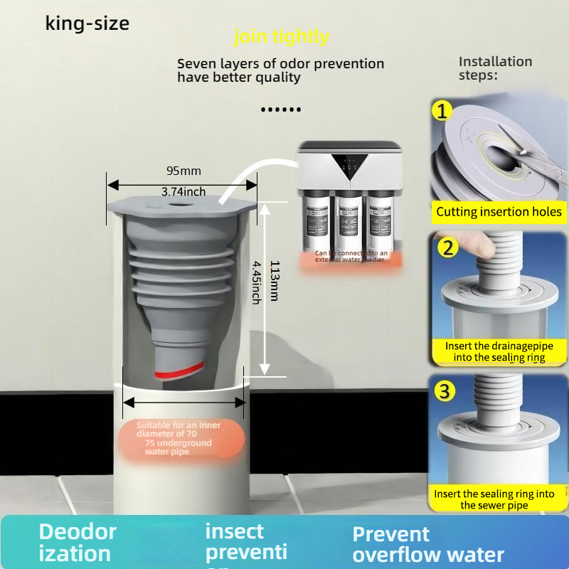 Silicone Bathroom Sewer Seal R - Drain Pipe Clip ulasan dan harga